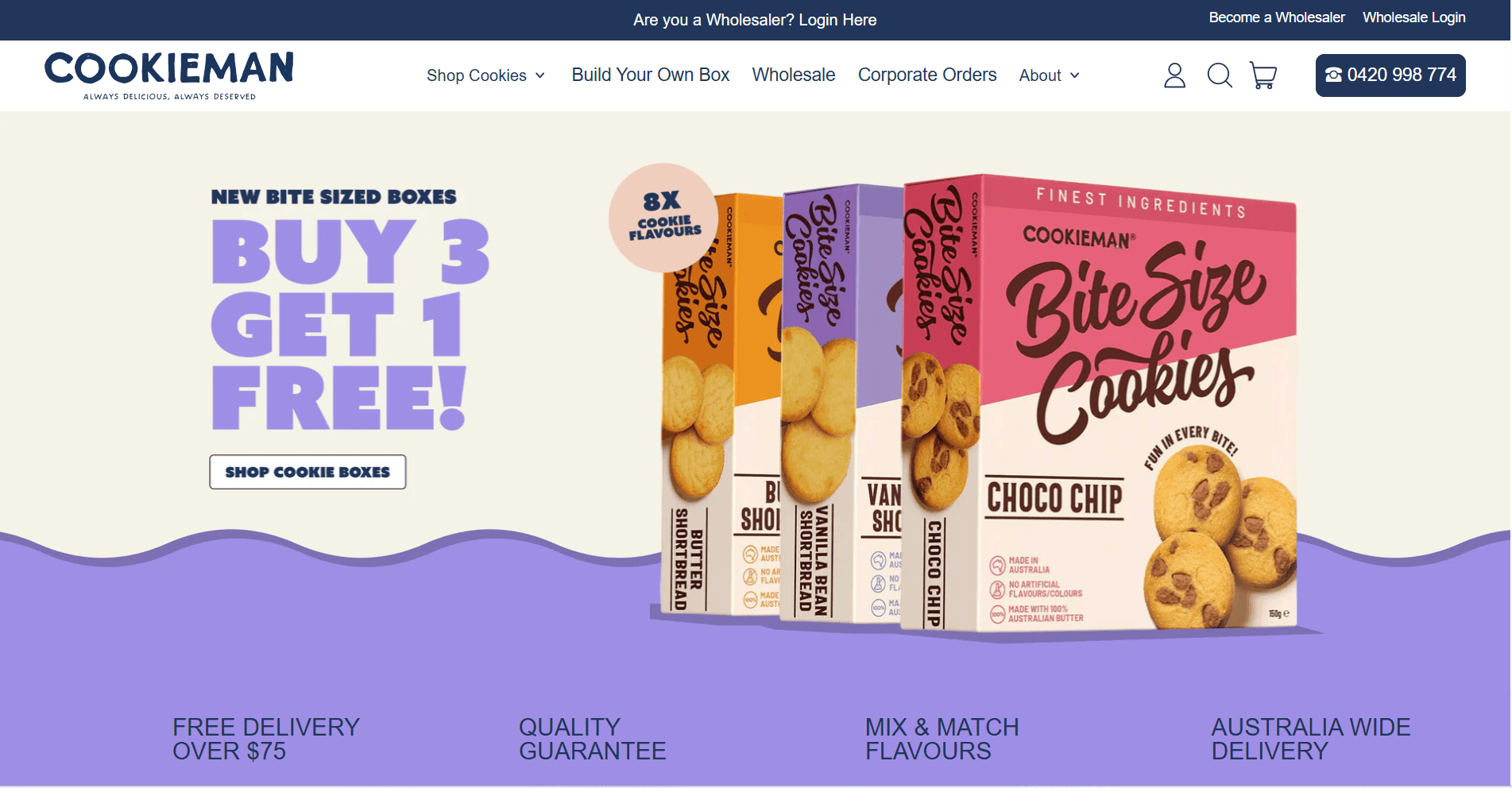 Cookie Man Australia e-commerce website